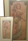 アルフォンス・マリア・ミュシャ / Alfons Maria Mucha Spring / ポスター / 額装【中古】
