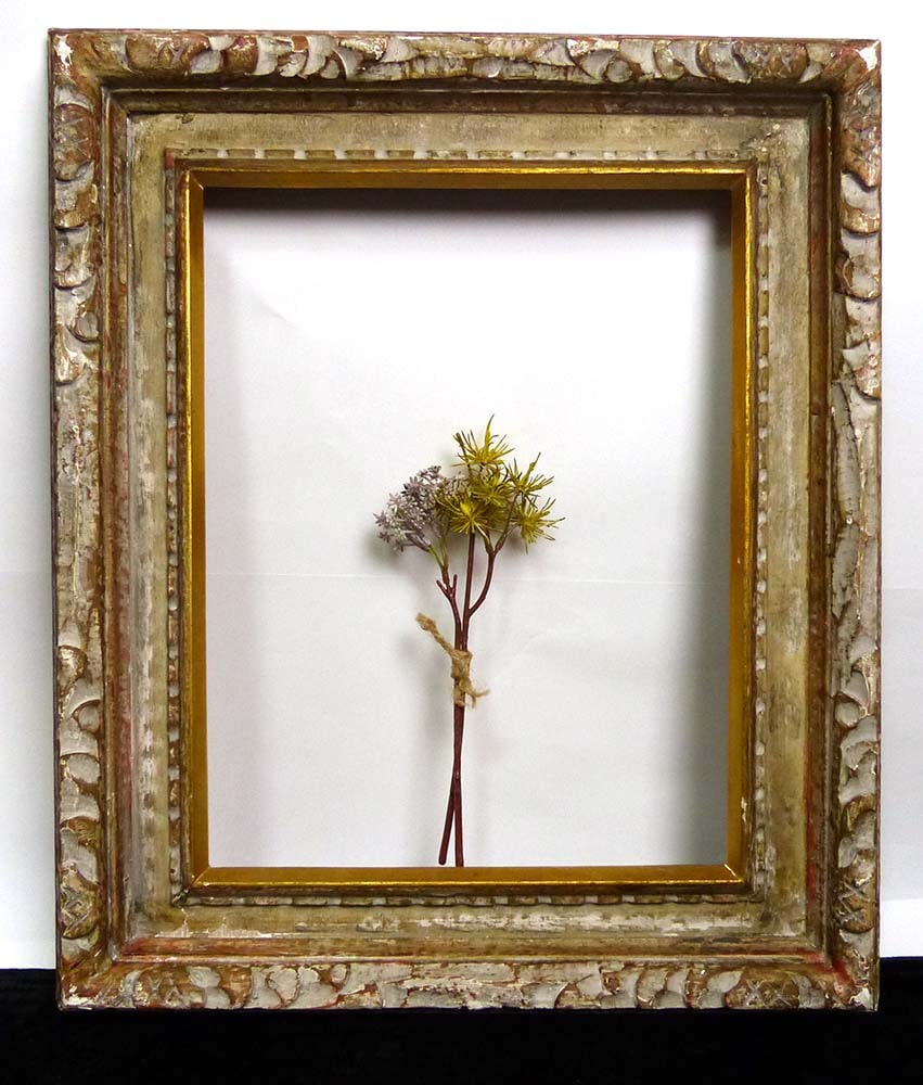 レトロ オールド シャビーな装飾付き油彩額縁 木製フレーム 油絵 / F6