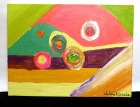 かねだちひろ作 / 油絵 / 油彩画 / 抽象画 / キャンバス画  F4/4号【中古】