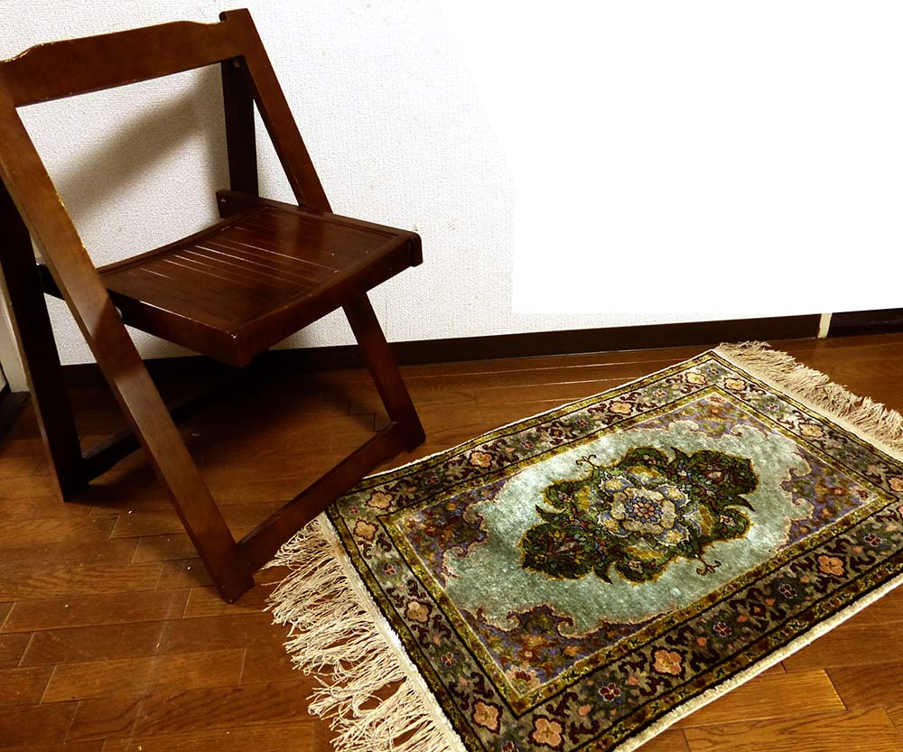 ヴィンテージ ペルシャ風 絨毯 ラグ / カーペット(62×93cm)【中古 