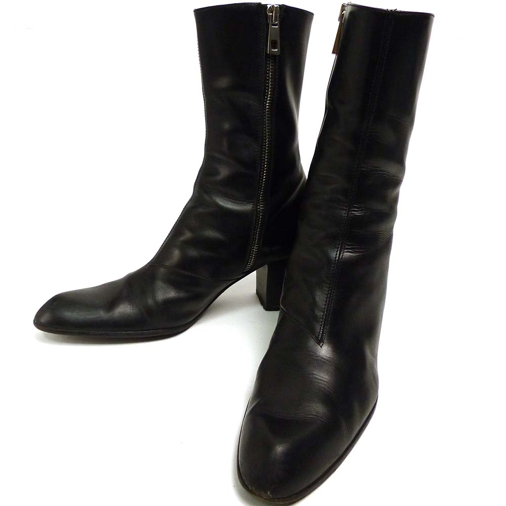 美品 BALLY バリー サイドジップ レザー ブーツ スイス製 黒 ブラック 美品 BALLY バリー サイドジップ レザー ブーツ スイス製 黒