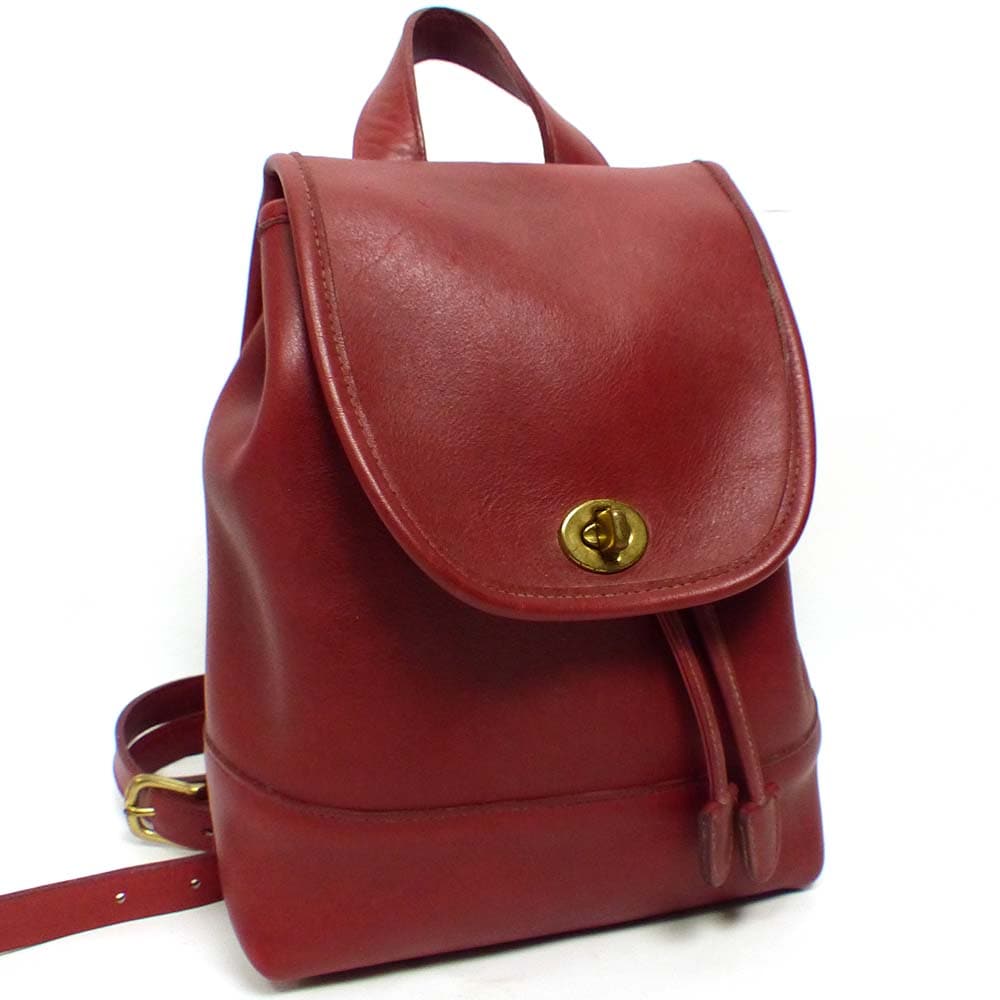 コーチ リュック レザー ミニ レッド ターンロック ロゴ チャーム