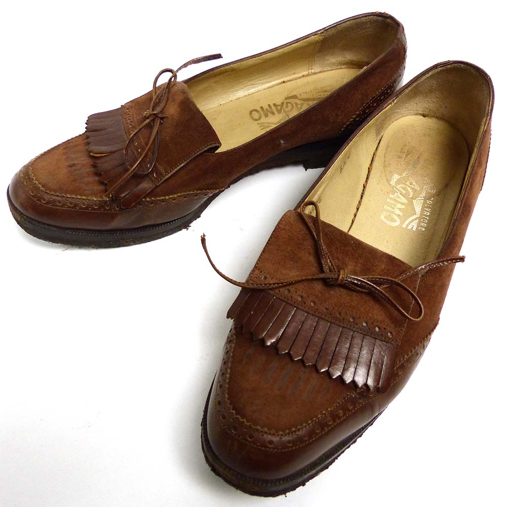 フェラガモ Ferragamo コンビキルトタッセルローファー フェラガモ Ferragamo コンビキルトタッセルローファー イタリア製