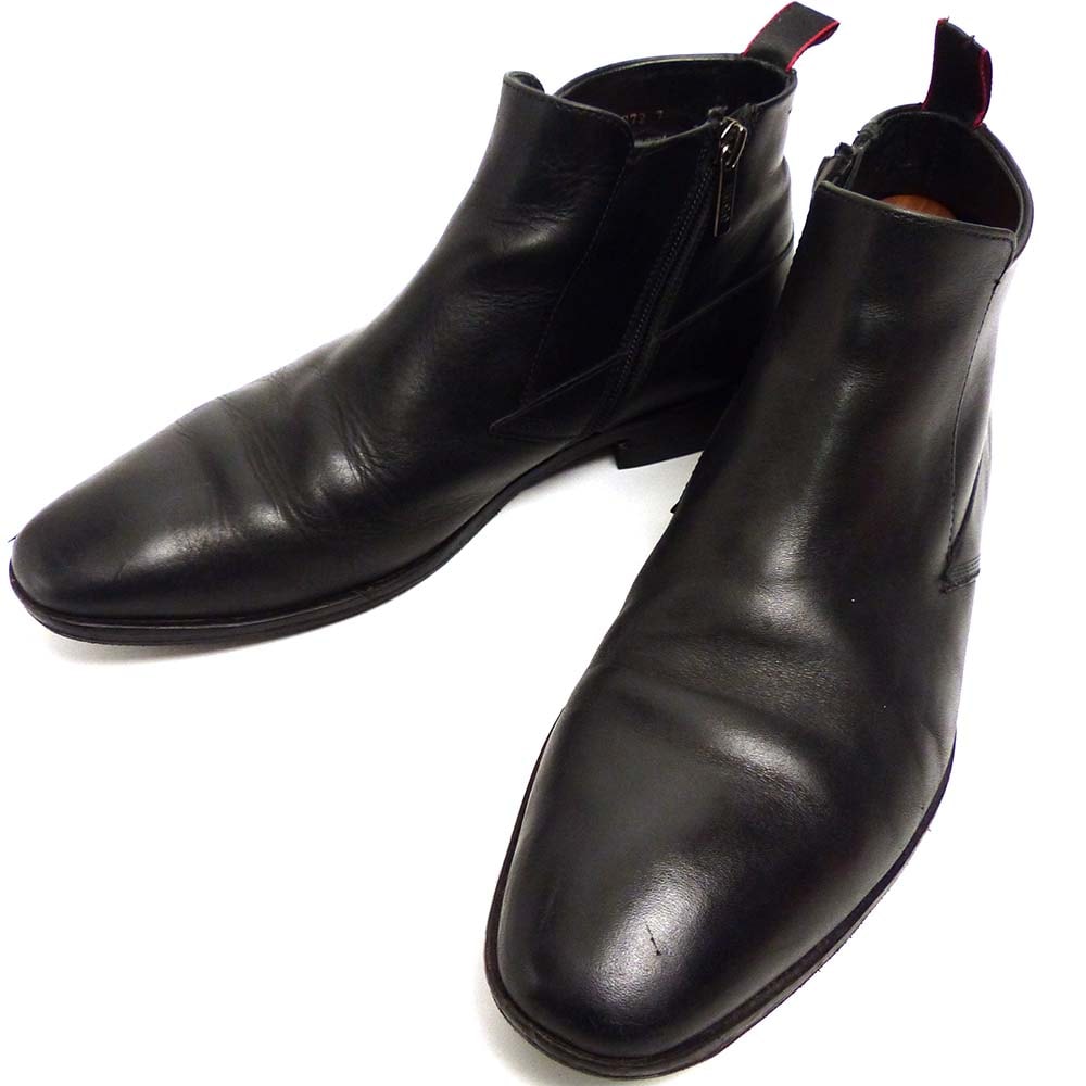 HUGO BOSS ヒューゴ ボス 黒 レザー サイドゴアブーツ HUGO BOSS ヒューゴ ボス 黒 レザー サイドゴアブーツ