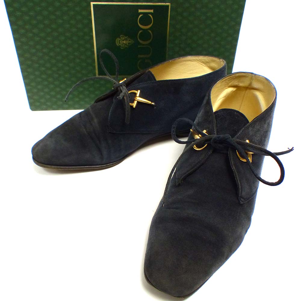 イタリア製 GUCCI / グッチ スエードホースビットフラットシューズ
