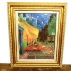 ゴッホ「夜のカフェテラス」 立体複製名画 /豪華額装(ジクレー＋油彩画風直筆仕上げ)【中古】