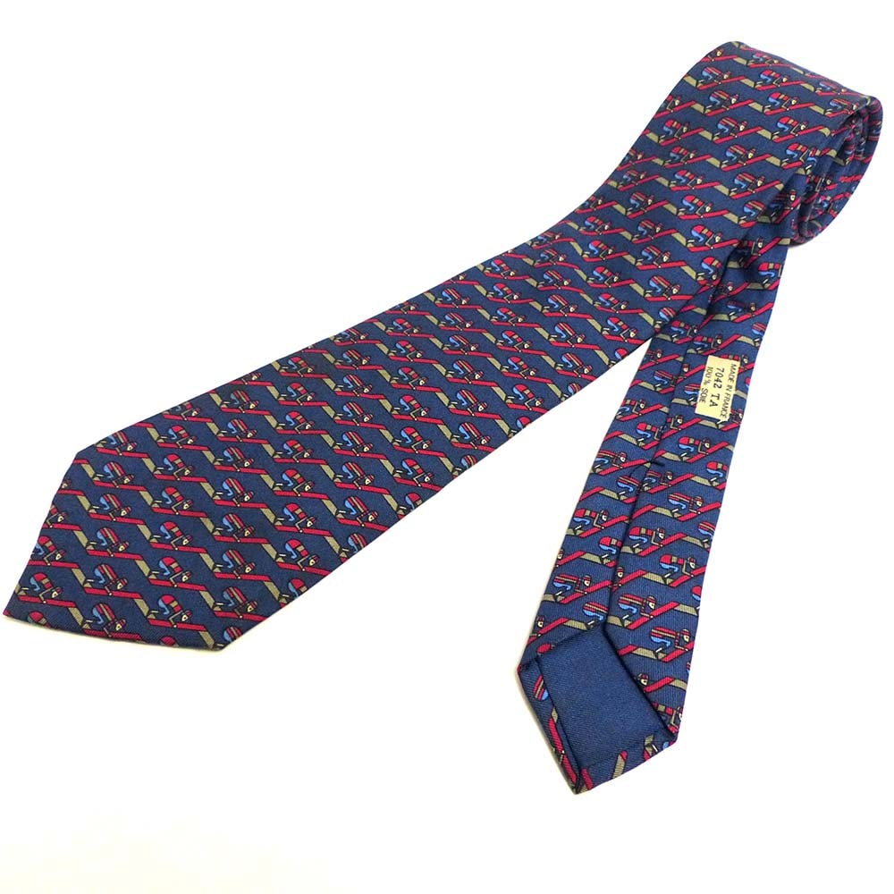 HERMESネクタイ フランス製 紳士 総柄 エルメス　ヴィンテージ HERMES - フランス製 Hermes Silk / ヴィンテージ エルメス 総柄