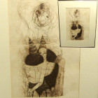 1991年作 西村仙三 / 西村センゾー「 夢の中で(ランプ)」 版画/ 銅板画 (エディション98/100・サインあり)【中古】【送料無料】