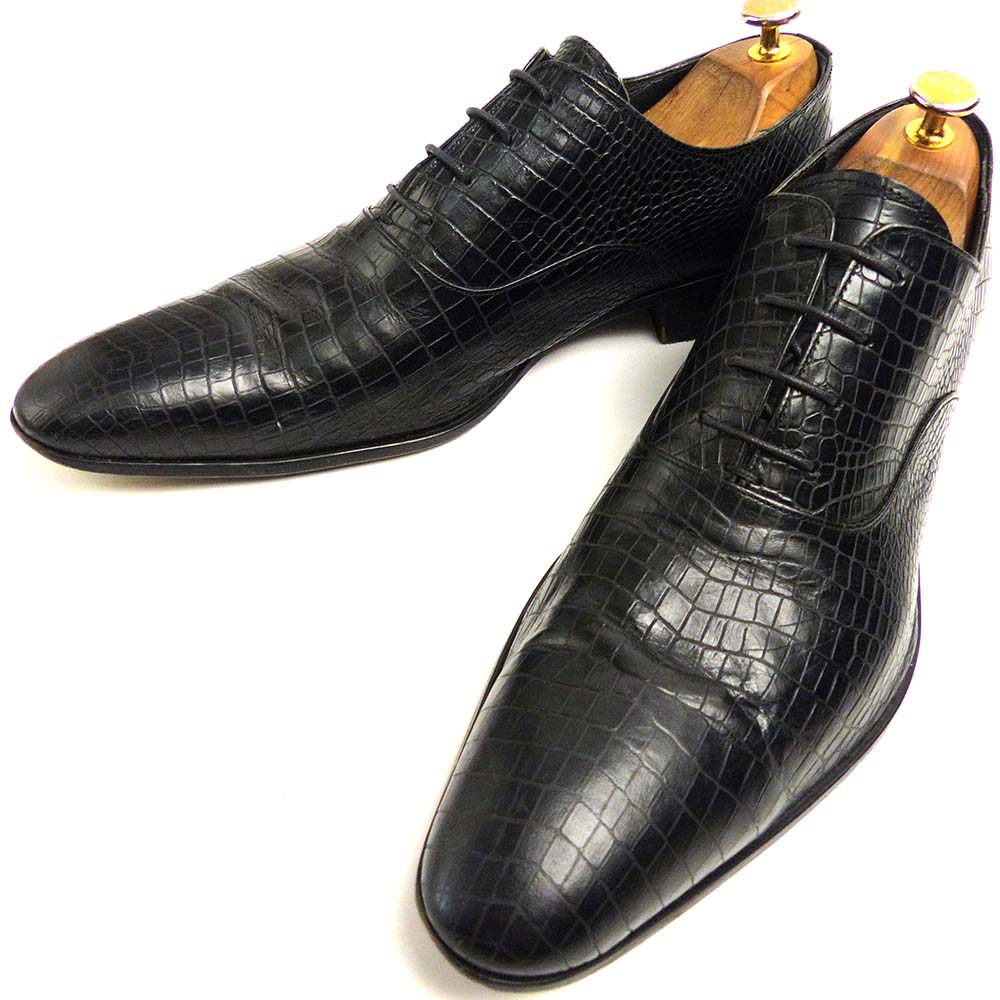 PRIGS / プリッグス 型押しレザー プレーントゥシューズ 42(26cm