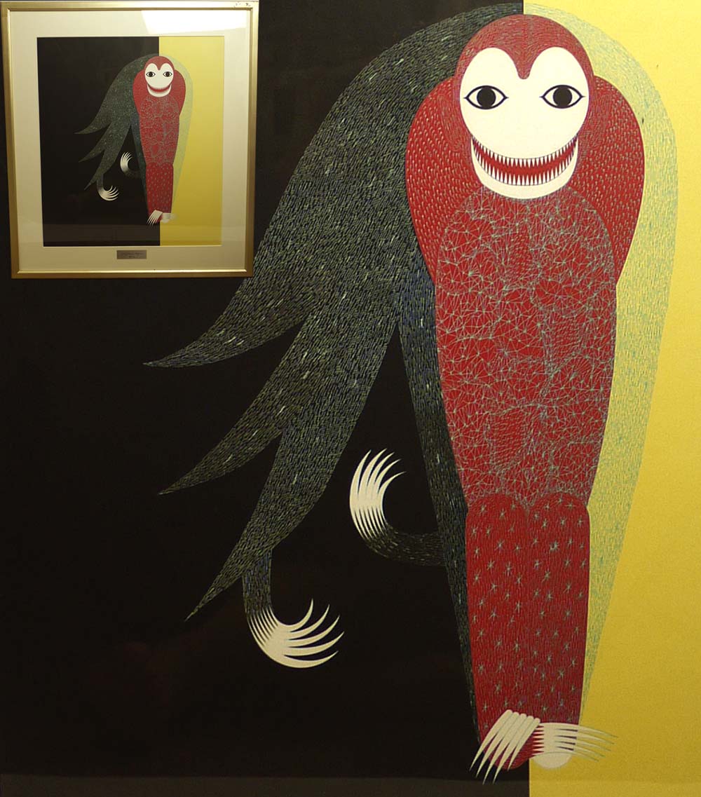真作】永井一正 / Kazumasa Nagai 猿 / 版画 / リトグラフ【中古