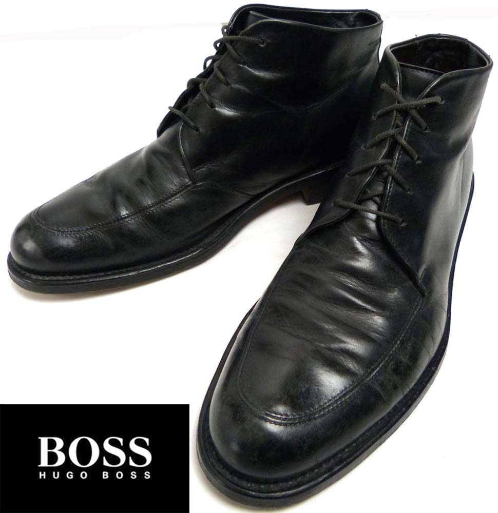 イタリア製 ヒューゴボス / HUGO BOSS Uチップ レザーブーツ 8 (26.5cm 