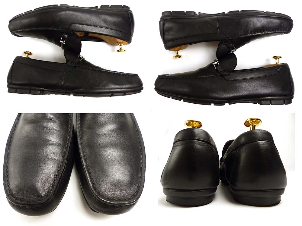 極美品■HUGO BOSS【26】現行モデル ローファー 本革 革靴 ロゴ総柄 極美品□HUGO BOSS【26】現行モデル ローファー 本革 革靴 ロゴ総柄