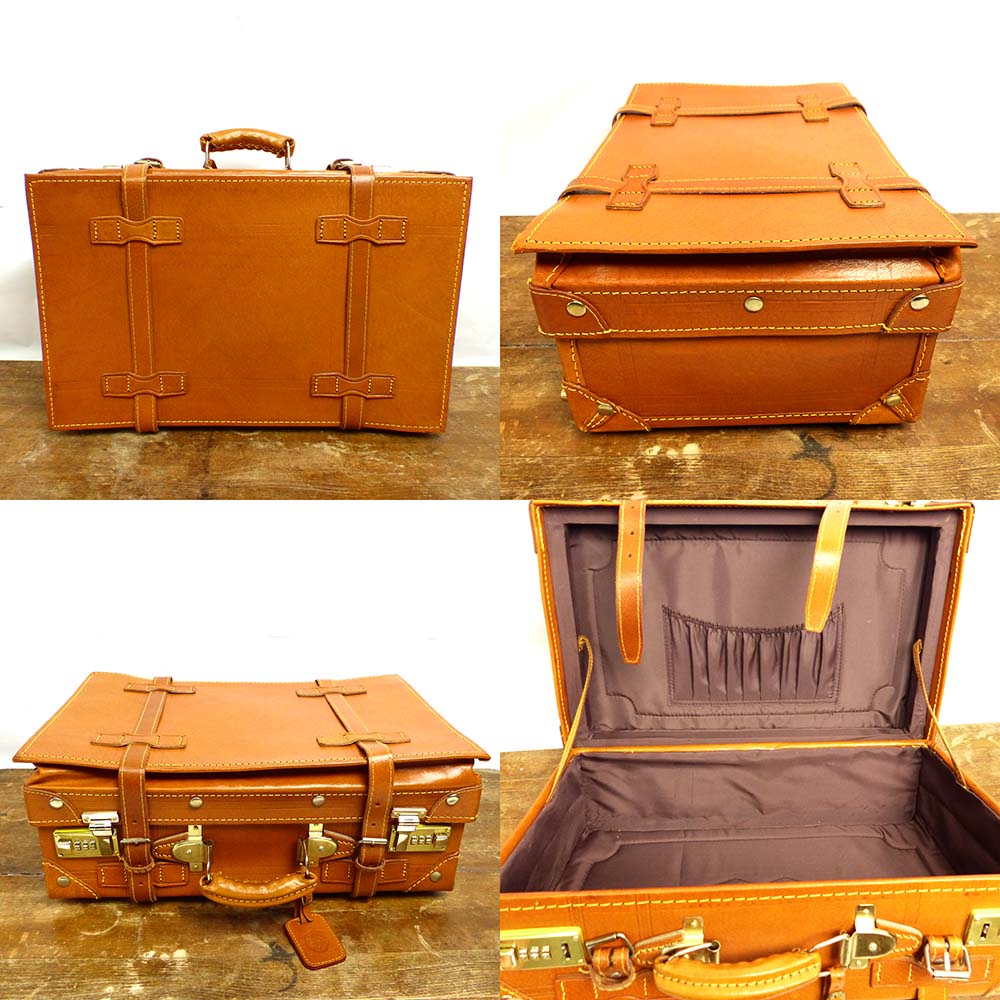 ビンテージトランク　スーツケース　アンティークバッグ　実用品 ヴィンテージ ダイヤルロック式 レザートランク / オールド