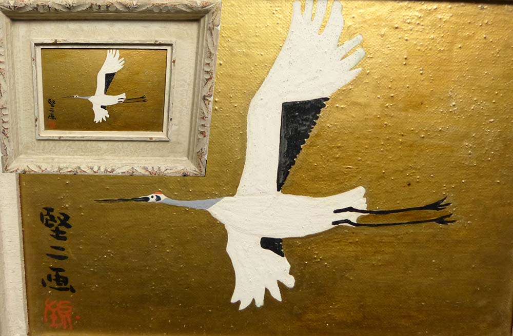 吉岡堅二、【奈良の鹿】、希少な大判額装用画集より、美品、日本人画家、新品額装付 吉岡堅二、奈良の鹿、豪華・希少・大判画集画、新品高級額・額装