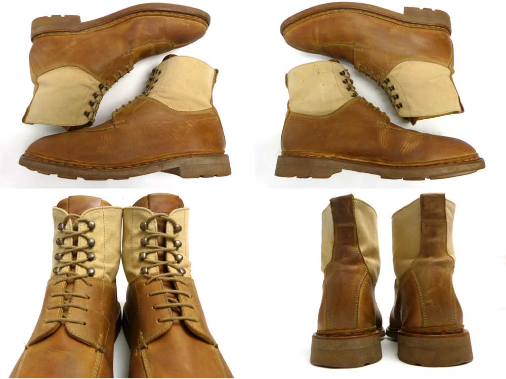 エシュン HESCHUNG レザー×キャンバス Uチップブーツ 6 1/2(25cm相当