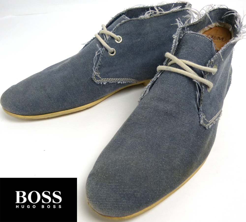 美品☆ヒューゴボス チャッカブーツ 28㎝ 紺 スエード カジュアル 防寒 秋冬 Hugo BOSS チャッカブーツ ブランドファッション - 美品☆ヒューゴボス