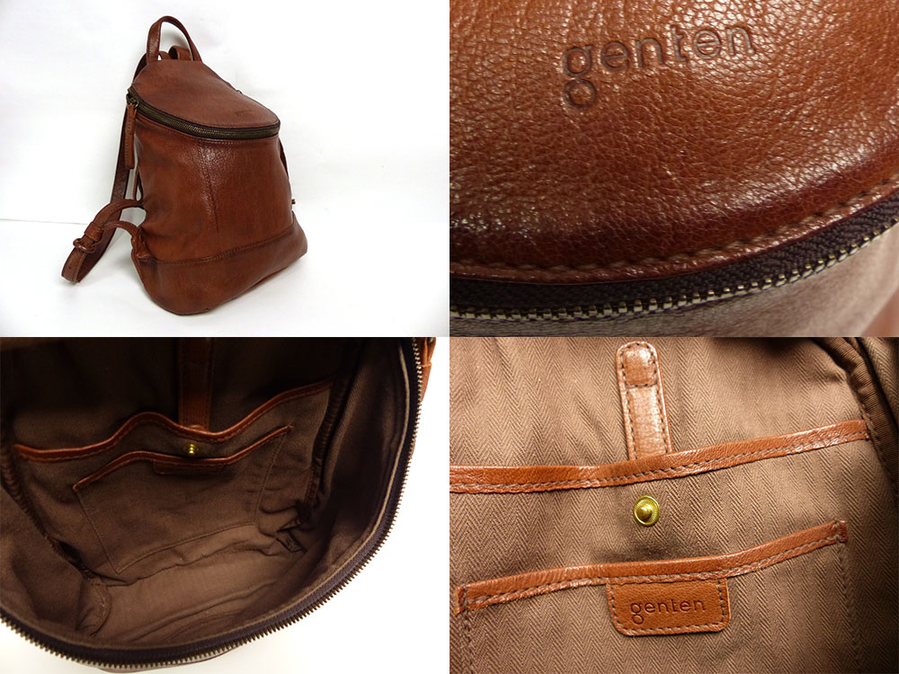 レア✨ genten　リュック　バックパック　レザー　ポケット　ヴィンテージ感 ゲンテン / genten レザーリュック / バックパック【中古
