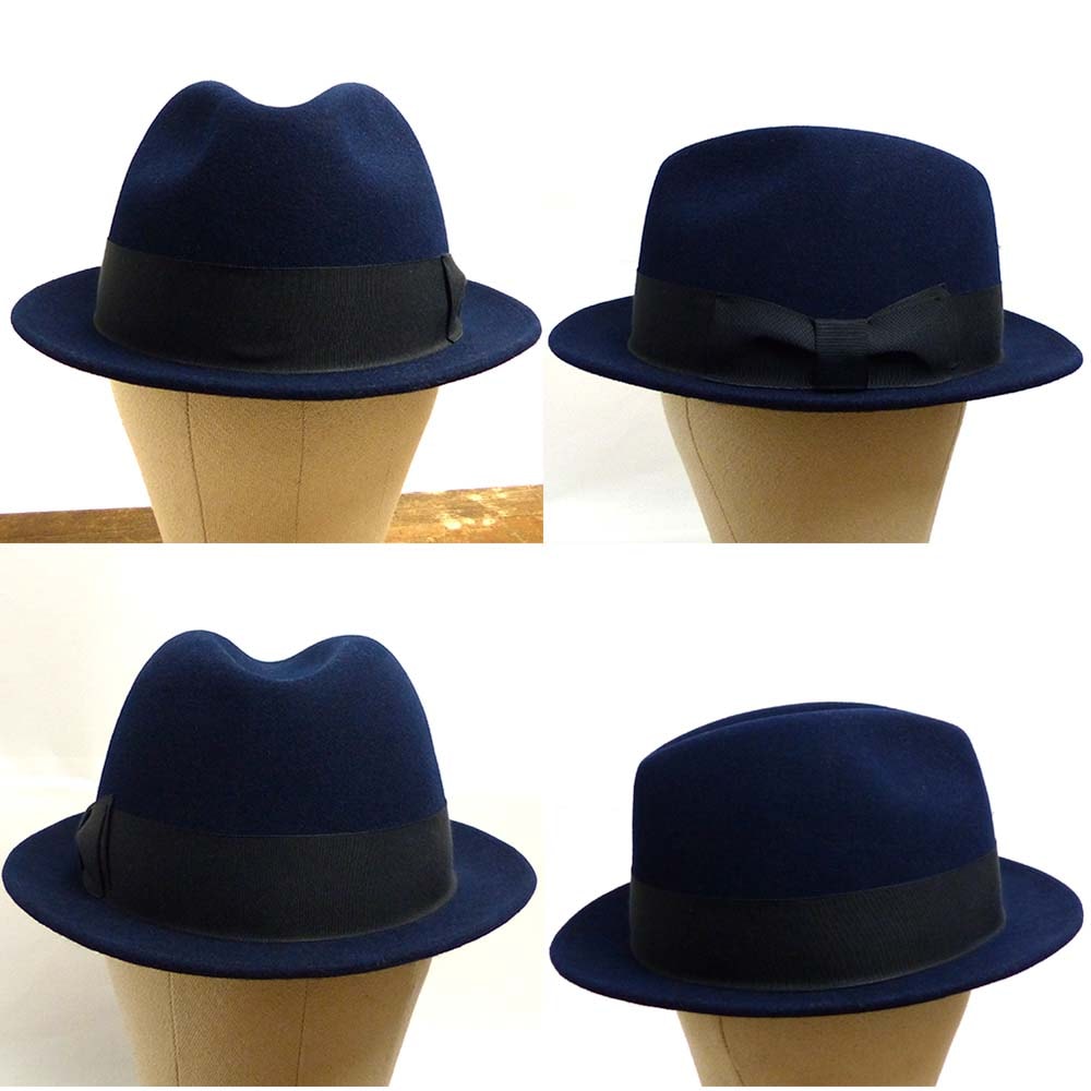 KNOX New York 濃紺ハット　CA4LA別注品　59cm 日本製未使用 カシラ × ノックス / CA4LA ×KNOX NEW YORK 中折れ ハット 表記59(頭内