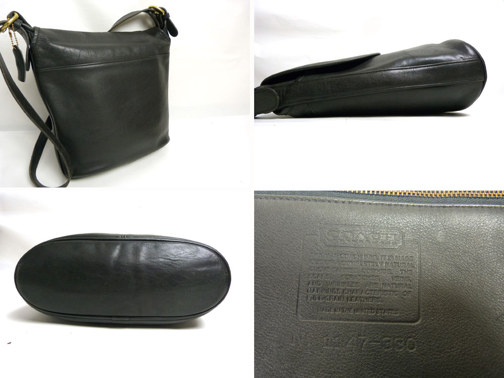 USA製オールドコーチ OLD COACH レザーフラップショルダーバッグ (黒