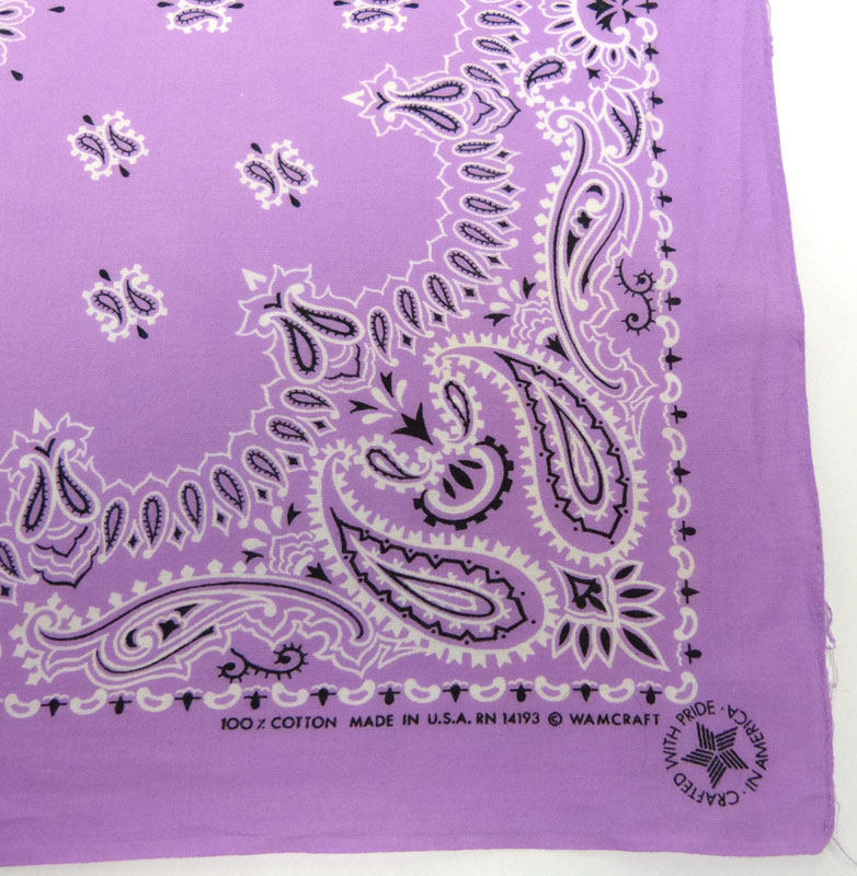 USA製 ペイズリー柄 バンダナ (薄紫/パープル) 【中古】【メール便可