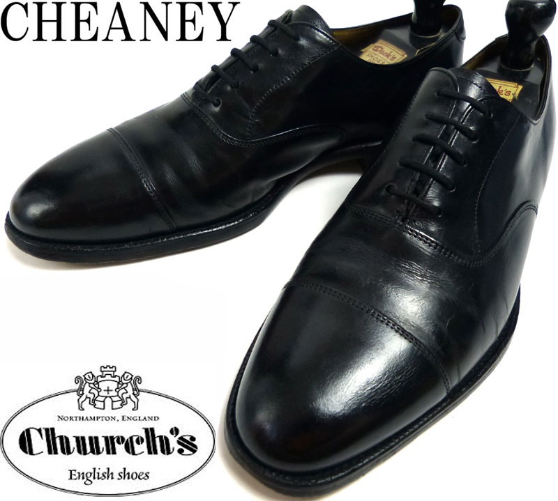 26)英国製 CHEANEY チーニー ストレートチップ シューズ 靴 チャーチ ビジネスシューズ レザーシューズ 革靴 メンズ 茶 8.5 27.0cm相当
