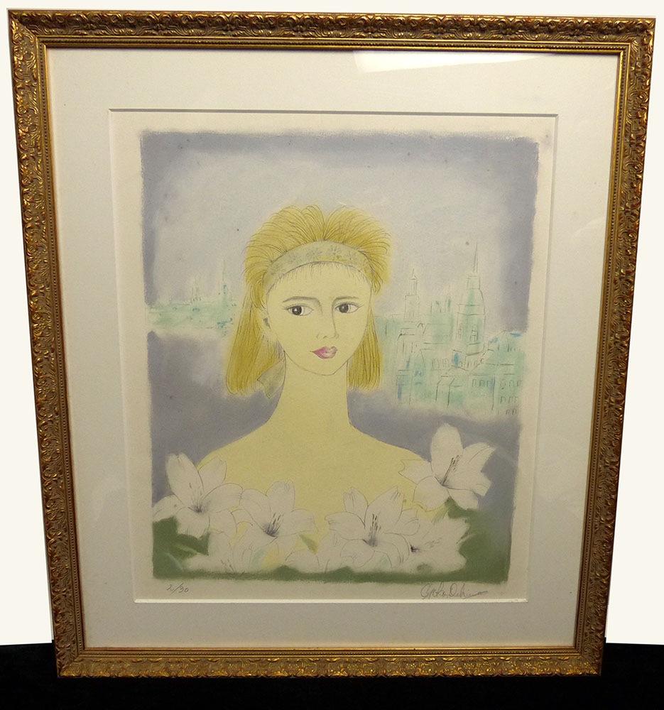 大島陽子 「少女」リトグラフ / 版画(エディション・直筆サインあり