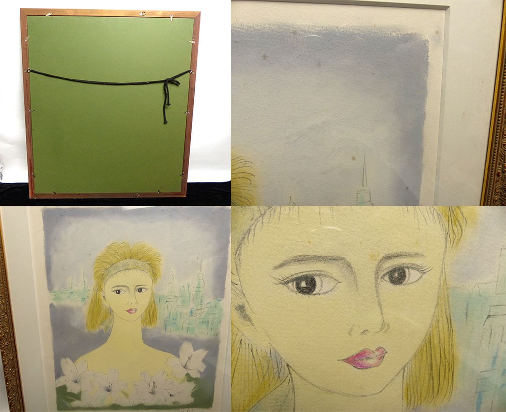 マリー パラ リトグラフ 額装 ☆ 直筆サイン・エディション有り ☆ 限定版画 大島陽子 「少女」リトグラフ / 版画(エディション・直筆サインあり