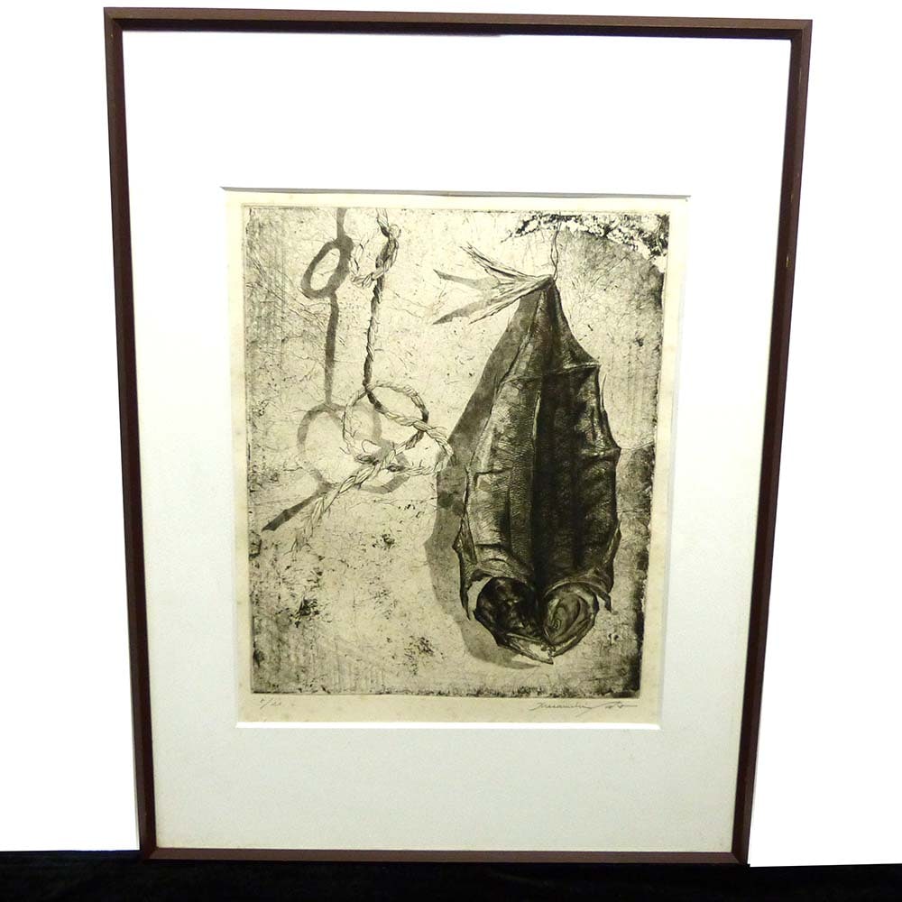 絵画　魚と何か　作者不明 絵画魚と何か作者不明