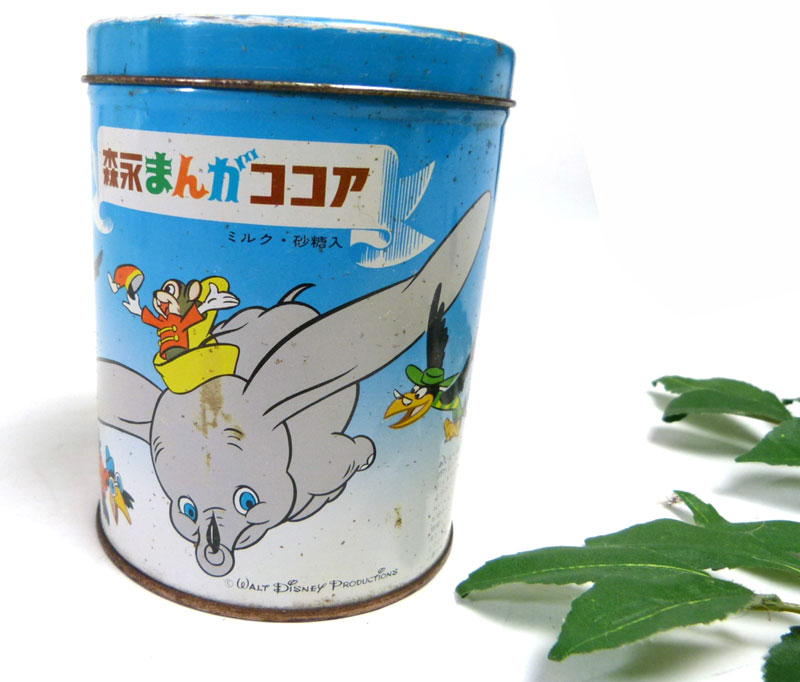 昭和レトロ ブリキ缶 森永まんがココア Disney ディズニー Tin缶