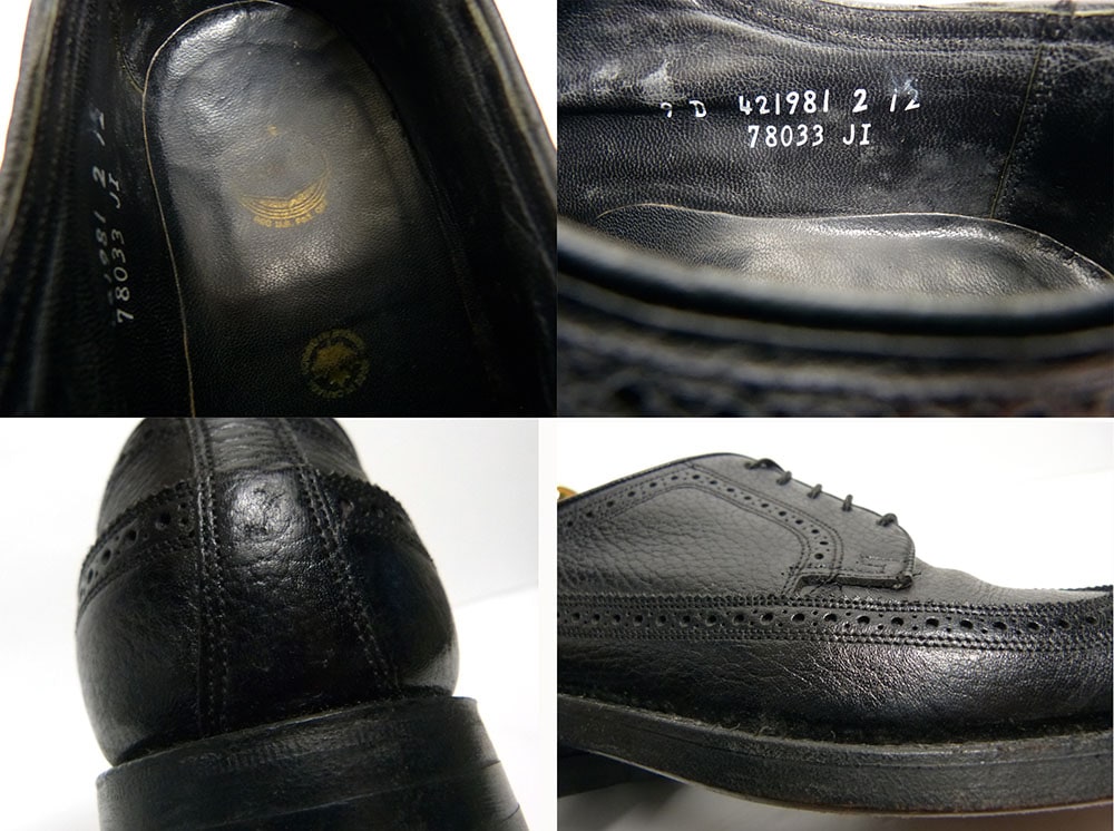 フローシャイム Florsheim シボ革 ウイングチップシューズ 9D