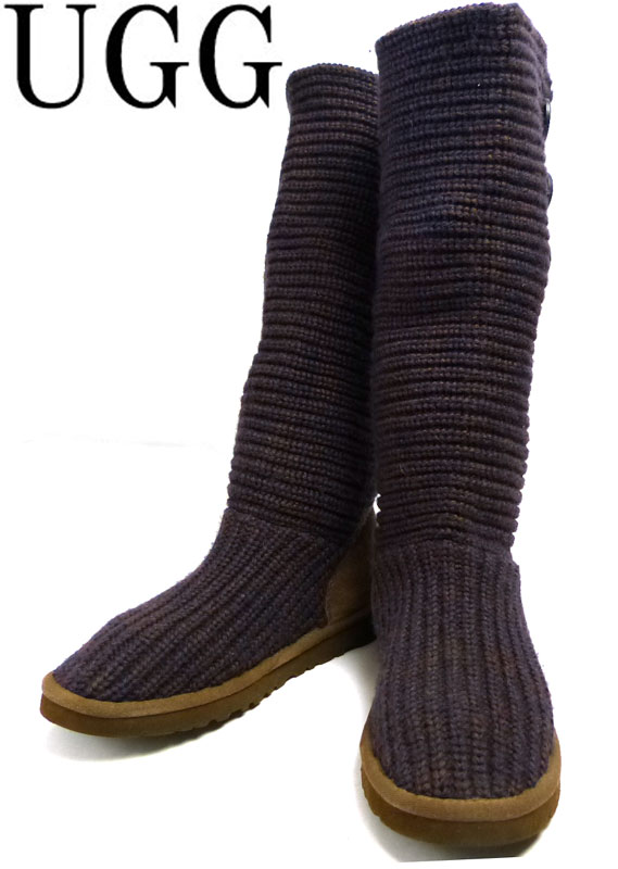 アグ UGG CLASSIC CARDY ニットブーツ US7(24cm相当)( レディース )(茶 