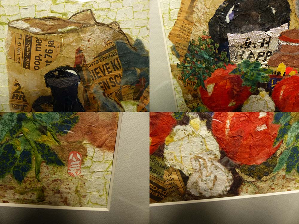 【ちぎり絵】「古代のロマン」　ハンドメイド　(P10サイズ) ちぎり絵 / アート 額装(印あり)【中古】｜インテリア,置物