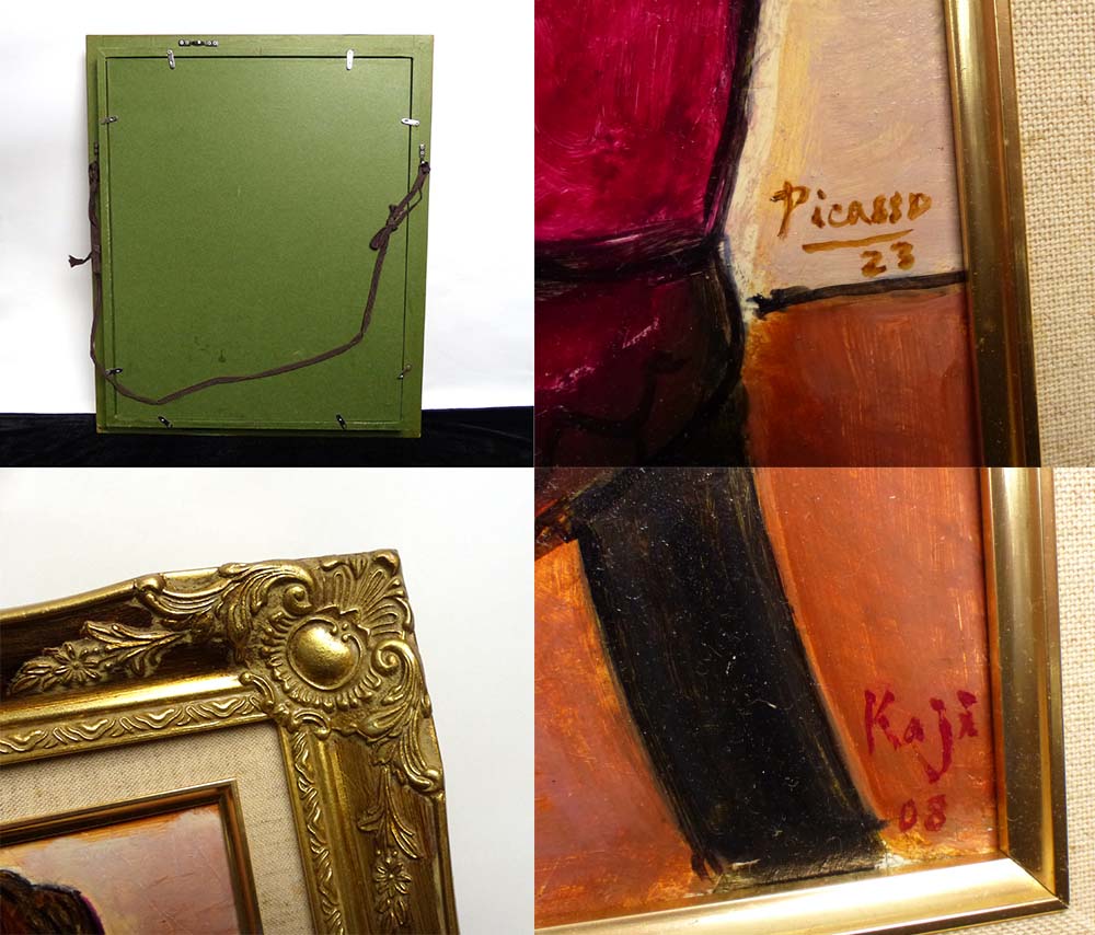 KAJI作 Picasso / ピカソ 「腕を組んで座る軽業師」油彩画・模写 6号