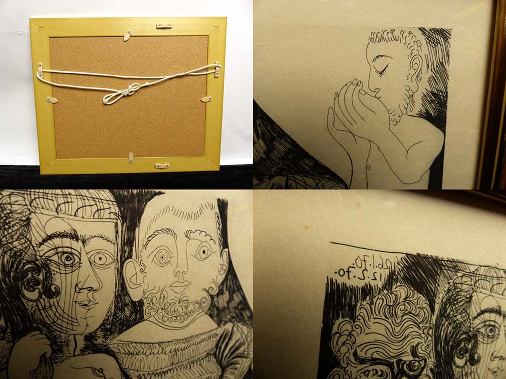 Pablo　Picasso、ワイングラス、希少な額装用画集より、新品高級額装付 パブロ・ピカソ / picasso 希少画集画 額装 リトグラフ/ 版画