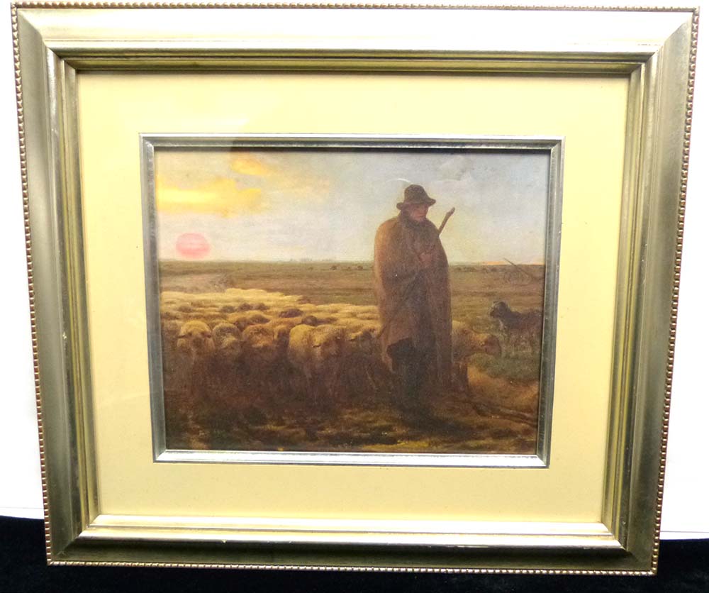 ジャン=フランソワ・ミレー 『夕暮れに羊を連れ帰る羊飼い』 複製画 美術品
