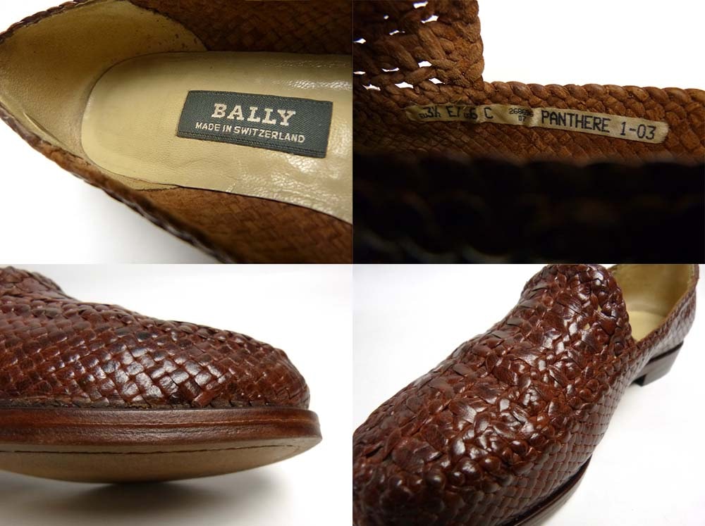 BALLY ブラウン 編み込みローファー スイス製 バリー / BALLY 編み込みレザー ローファー EU 3 1/2E