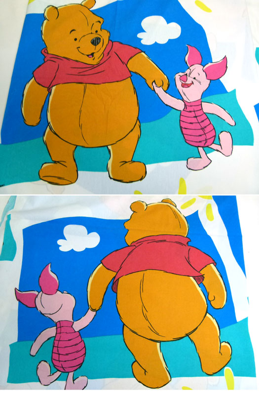ディズニー くまのプーさん ピグレット キャラクター ビンテージ フラットシーツ 234 172cm 中古 リメイク生地 アンティーク雑貨 シーツ リメイク素材 ブランド中古革靴 ビンテージ雑貨の通販ならawesome アウソム