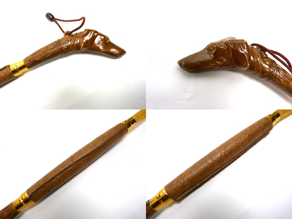 ヴィンテージ 2トーン ドッグヘッド 犬型 シューホーン / 木製靴べら