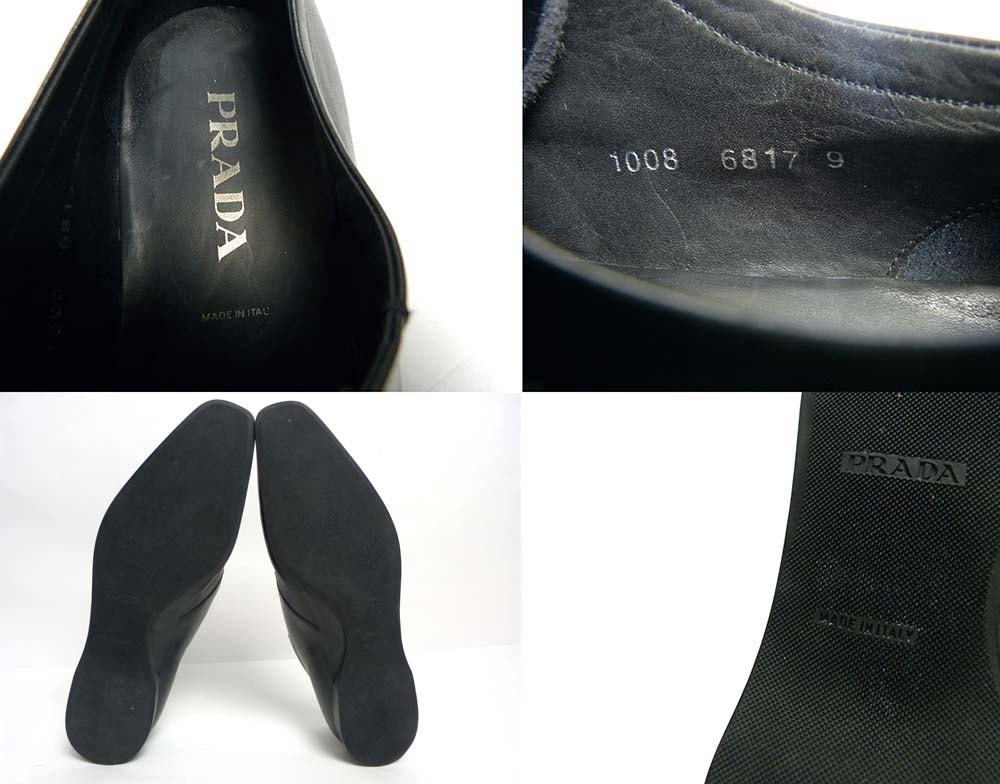 イタリア製 プラダ PRADA Uチップ スクエアトゥシューズ 9(29cm