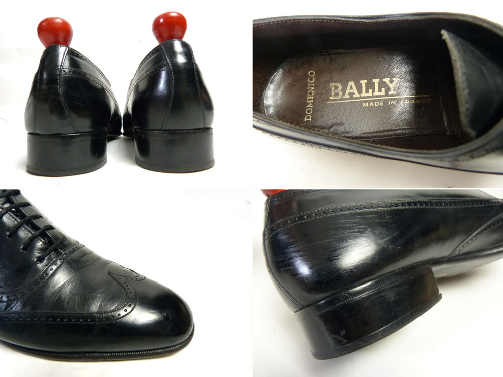 BALLY バリー 革靴 Uチップ 黒 EU9 US10 27.5〜28 フランス製 BALLY バリーウイングチップシューズ 8N(25-25.5cm
