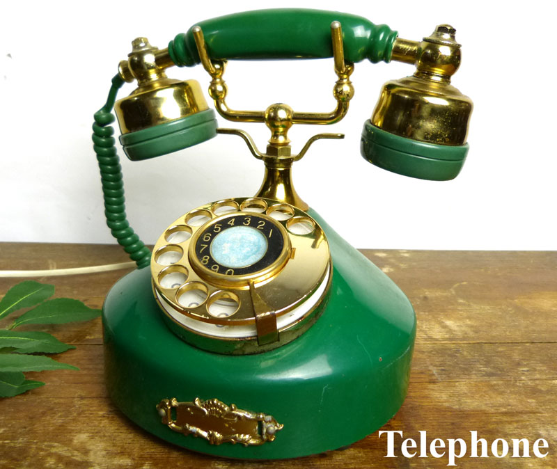 アンティーク プッシュ式電話 真鍮製