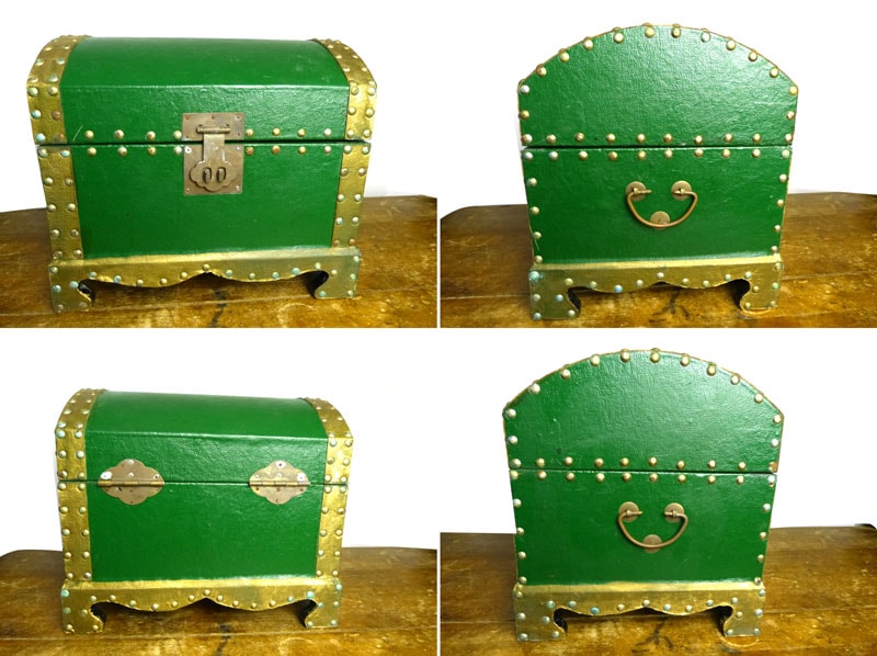 ヴィンテージ 宝箱 小物入れ 収納ケース トレジャーボックス 緑