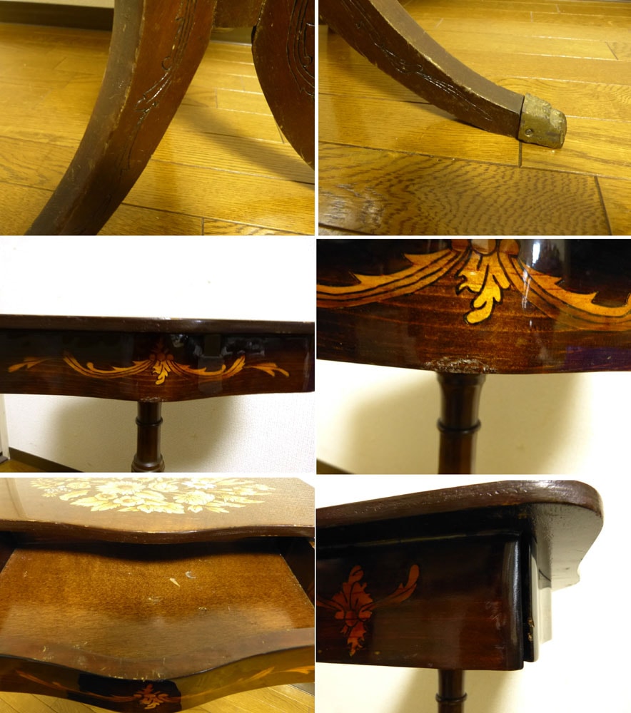 イタリア 象嵌 コンソール W90cm 引き出し付き 花台