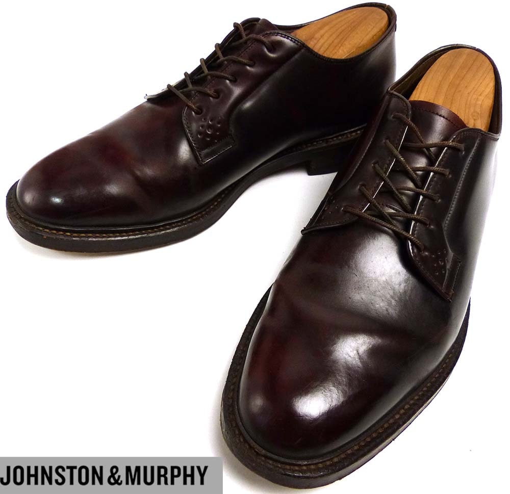 美品 Johnston&Murphy プレーントゥ 26 コードバン ジョンストンアンドマーフィーコードバンプレーントゥシューズ