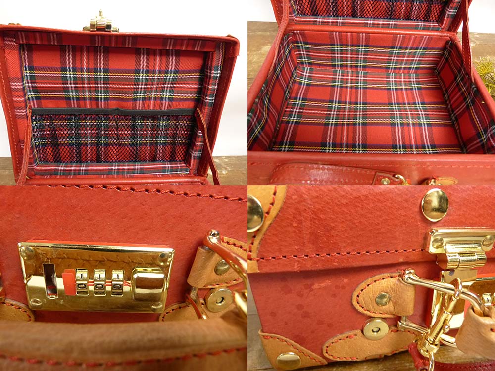 ミニミニ スーツケース / トランク / コスメボックス (赤×茶