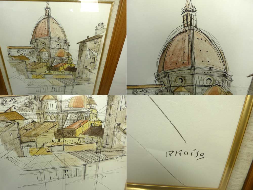 小磯良平、【花のサンタ・マリア（フィレンツェ）】、希少な限定額装用画集画 小磯良平、【花のサンタ・マリア（フィレンツェ）】、希少な限定