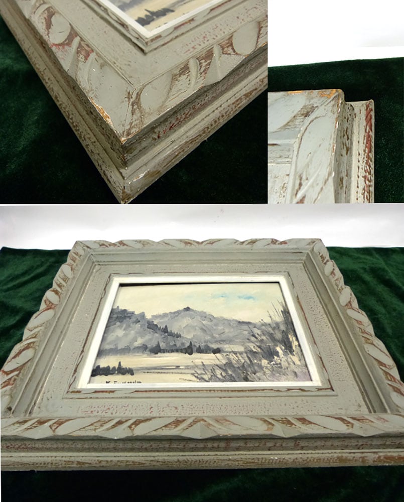 福田義夫 /風景画 / 油彩画 木製額装 3号/F3【中古】｜インテリア,置物