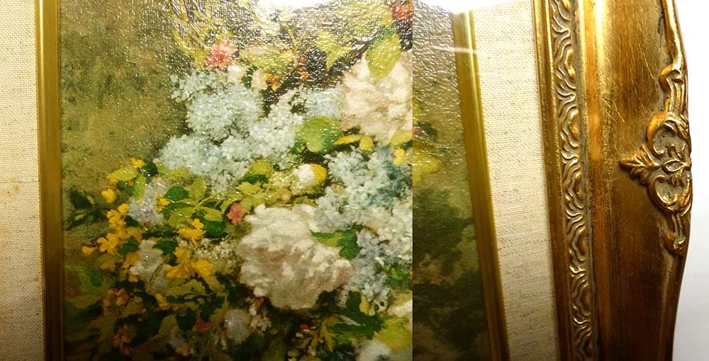 ルノワール「春の花」立体複製画 豪華額縁 額装 6号/F6【中古】【送料