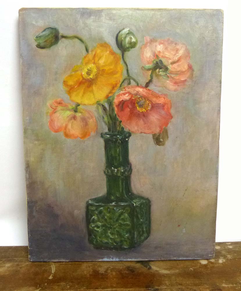 油絵（花瓶の花）Ｆ6 楽天市場】油彩画 F6号 千賀節子 「ポピー」 真筆 額入り 額装絵画