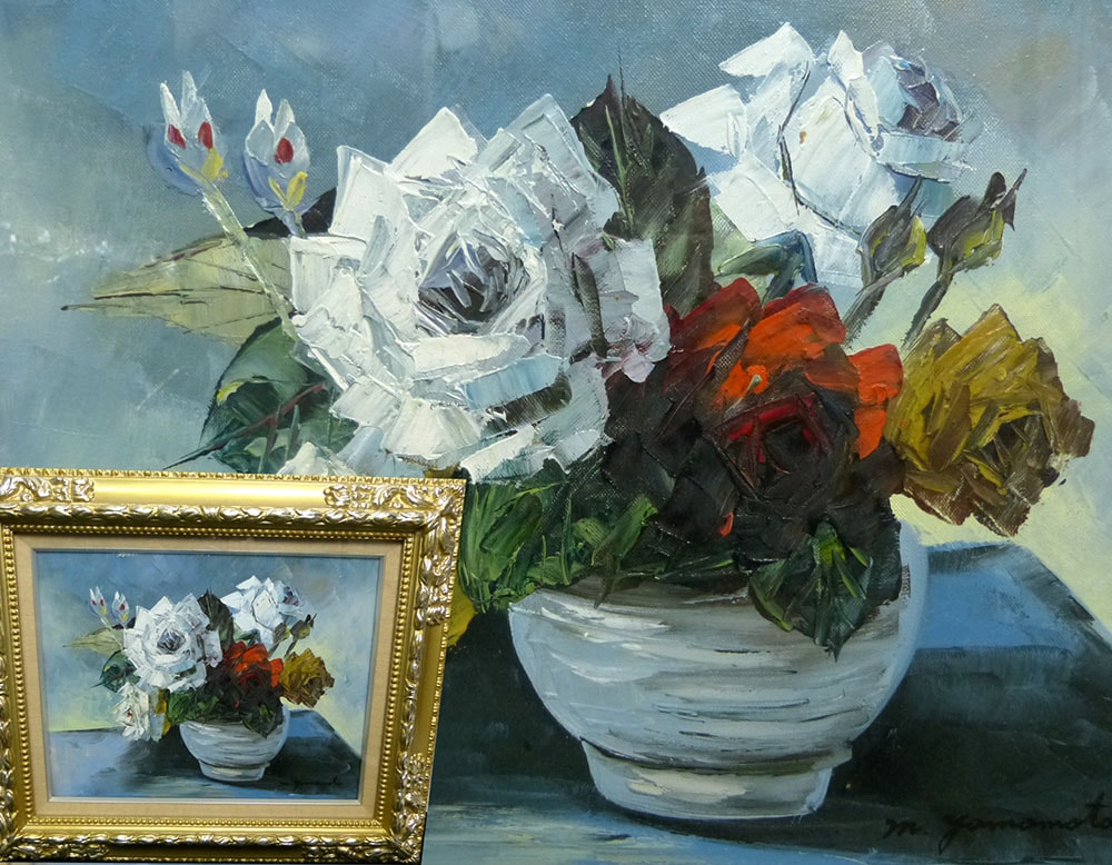 K. Sachako 花瓶の花 油彩画 K. Sachako 花瓶の花 油彩画 - メルカリ